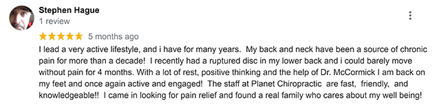 Chiropractic Mill Creek WA Planet Chiropractic Patient Testimonial