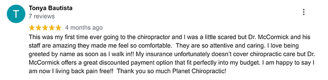 Chiropractic Mill Creek WA Planet Chiropractic Patient Testimonial